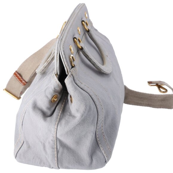 PRADA Canapa Handbag BN2045 Light Gray Denim - Picture 3 of 8